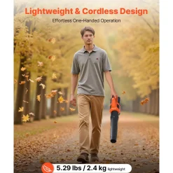 VEVOR Cordless Leaf Blower, 20V Powerful Electric Leaf Blower with 2.0Ah Battery, Fast Charging & Quiet Operation, 2 Speed Control, 450 CFM/110 MPH Lightweight Powered Blowers for Leaves Lawn Care
