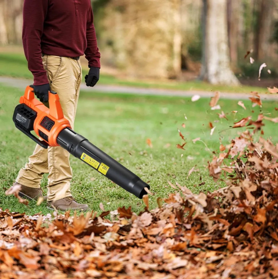 VEVOR Cordless Leaf Blower, 20V Powerful Electric Leaf Blower with 2.0Ah Battery, Fast Charging & Quiet Operation, 2 Speed Control, 450 CFM/110 MPH Lightweight Powered Blowers for Leaves Lawn Care
