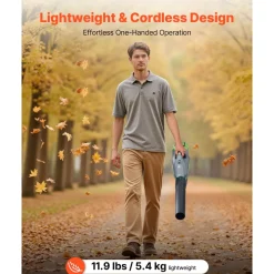 VEVOR Cordless Leaf Blower, 60V Powerful Electric Leaf Blower with 5.0Ah Battery, Fast Charging & Quiet Operation, 3 Speed Control, 650 CFM/125 MPH Lightweight Powered Blowers for Leaves Lawn Care