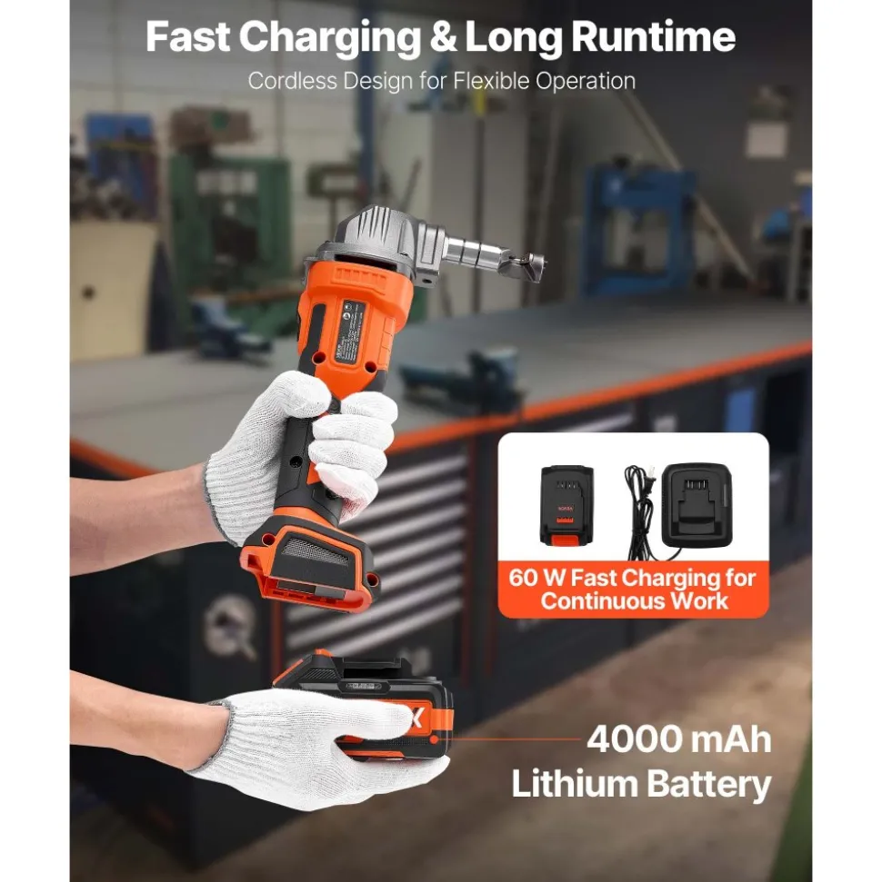 VEVOR Cordless Metal Nibbler, with 20 V 4000 mAh Battery, 2200 RPM Efficient Brushless Motor, Electric Nibbler Metal Cutter with Plastic Carrying Case for Cutting Steel Sheet and Aluminum Sheet