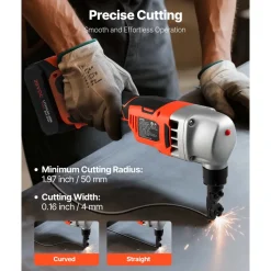 VEVOR Cordless Metal Nibbler, with 18 V 4000 mAh Battery, 1200 RPM Brushless Motor, Electric Nibbler Metal Cutter with Plastic Carrying Case for Cutting Stainless Steel, Aluminum, and Copper Sheet