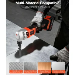 VEVOR Cordless Metal Nibbler, with 18 V 2000 mAh Battery, 1200 RPM Brushless Motor, Electric Nibbler Metal Cutter with Plastic Carrying Case for Cutting Stainless Steel, Aluminum, and Copper Sheet
