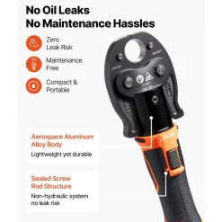 VEVOR Cordless Mini Press Tool, 18V Electric Pipe Crimping Tool for 1/2", 3/4", 1" PEX Pipe Copper Rings, 24KN PEX Press Tool with 2pcs Battery, Fast Charger & Carrying Case - Meet ASTM F1807 Standard