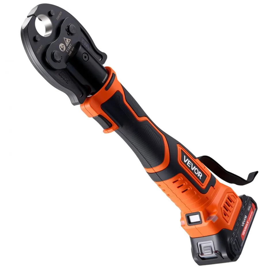 VEVOR Cordless Mini Press Tool, 18V Electric Pipe Crimping Tool for 1/2", 3/4", 1" PEX Pipe Copper Rings, 24KN PEX Press Tool with 2pcs Battery, Fast Charger & Carrying Case - Meet ASTM F1807 Standard