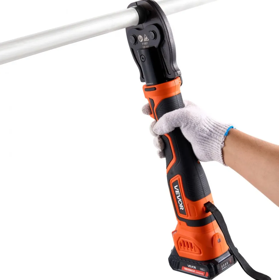 VEVOR Cordless Mini Press Tool, 18V Electric Pipe Crimping Tool for 1/2", 3/4", 1" PEX Pipe Copper Rings, 24KN PEX Press Tool with 2pcs Battery, Fast Charger & Carrying Case - Meet ASTM F1807 Standard