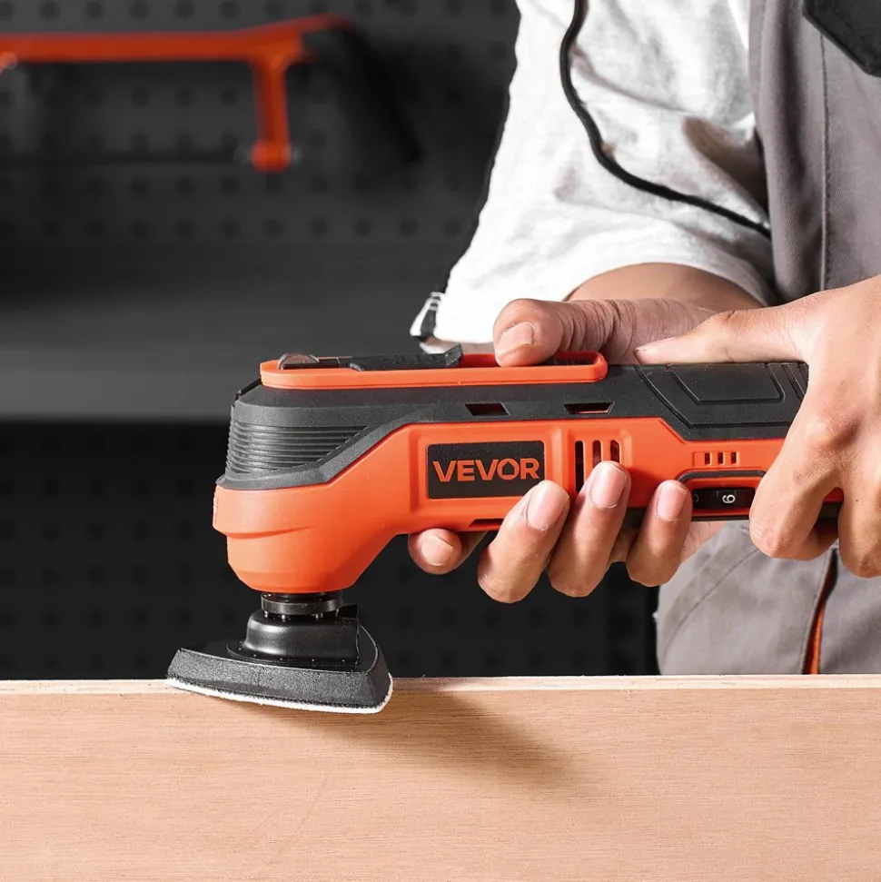 VEVOR Cordless Oscillating Tool, 12V Multitool Oscillating Saw Tool with 6 Variable Speeds 6000 - 17500 OPM, 3.2° Oscillation Angle, 2.0Ah Battery Pack & Charger, 8PCS Saw Accessories & LED Work Light