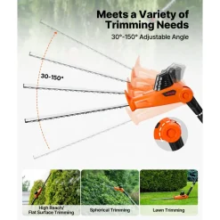 VEVOR Cordless Pole Hedge Trimmer, 20V Electric Bush Trimmer Kit with 18 Inch Double-Edged Steel Blade, 74-94 Inches Telescoping Design for High Branches (2.0Ah Battery and Fast Charger Included)