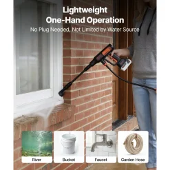 VEVOR Cordless Pressure Washer, 1200PSI MAX Portable Pressure Washer with Brushless Motor, Dual Batteries, 6-in-1 Nozzle & Water Hose, 4 Speed Adjustable, Handheld Power Cleaner for Home Garden Patio