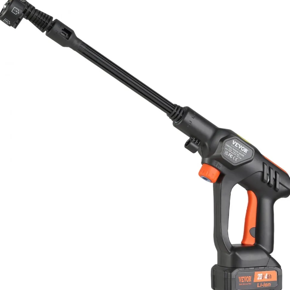 VEVOR Cordless Pressure Washer, 652-PSI 1.1 GPM Portable Power Cleaner, Handheld High-Pressure Car Washer Gun with 4.0Ah Battery, Charger, 6-in-1 Nozzle, for Home/Floor Cleaning & Watering