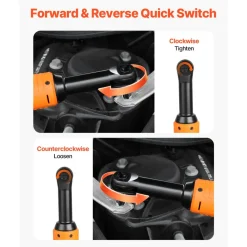 VEVOR Cordless Ratchet Wrench, 3/8 inch Drive, 240 RPM, up to 33 ft-lbs of Torque, Extended Battery Powered Electric Ratchet Wrench Set with Two Batteries, Charger, Sockets, Adaptor and Extension Bar