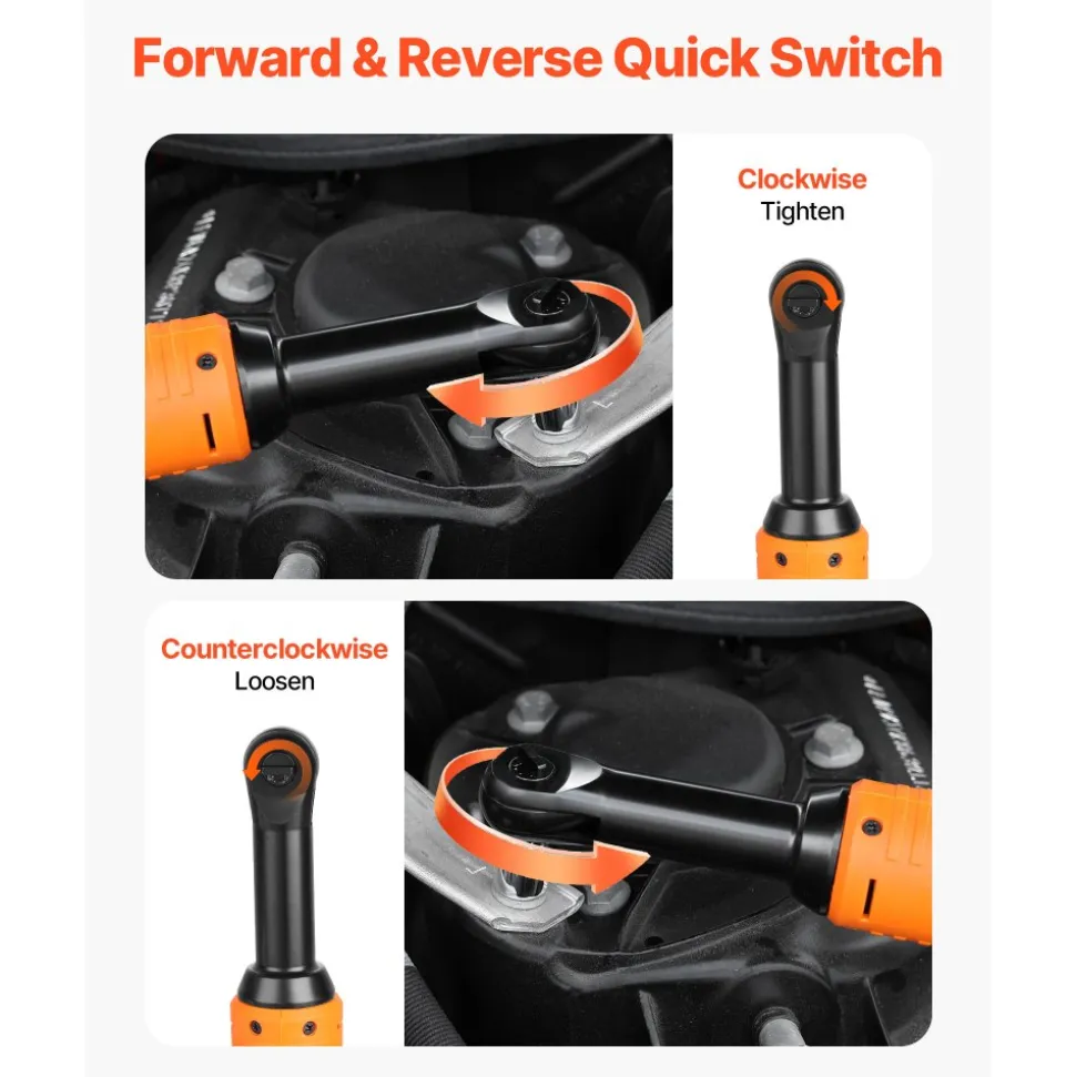 VEVOR Cordless Ratchet Wrench, 3/8 inch Drive, 240 RPM, up to 33 ft-lbs of Torque, Extended Battery Powered Electric Ratchet Wrench Set with Two Batteries, Charger, Sockets, Adaptor and Extension Bar