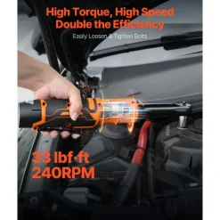 VEVOR Cordless Ratchet Wrench, 3/8 inch Drive, 240 RPM, up to 33 ft-lbs of Torque, Extended Battery Powered Electric Ratchet Wrench Set with Two Batteries, Charger, Sockets, Adaptor and Extension Bar