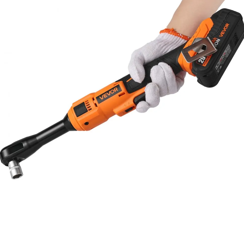 VEVOR Cordless Ratchet Wrench, 3/8 inch Drive, 230 RPM, up to 66 ft-lbs of Torque, Battery Powered Electric Ratchet Wrench Set with Two 2.0Ah Batteries, Charger, Sockets, Adaptors and Cloth Bag