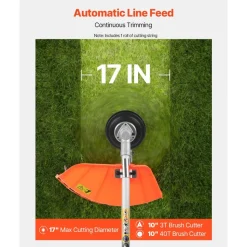 VEVOR Cordless String Trimmer, 52 cc 2-Stroke, Gas Powered Weed Wacker, 17