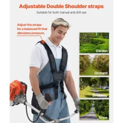VEVOR Cordless String Trimmer, 52 cc 2-Stroke, Gas Powered Weed Wacker, 17