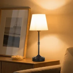 VEVOR Cordless Table Lamp, 5200mAh Built-in Rechargeable Battery Desk Lamp, 3-Level Brightness, Fabric Shade, 2700-3000K Color Temperature, Table Light for Restaurant, Bedroom, Bar Counter, Black