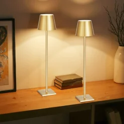 VEVOR Cordless Table Lamp, 2-Pack, 5200mAh Built-in Rechargeable Battery Desk Lamp, Stepless Dimming Up, 3 Adjustable Heights, Detachable Lampshade for Bottle, Restaurant, Bedroom, Outdoor, Gold