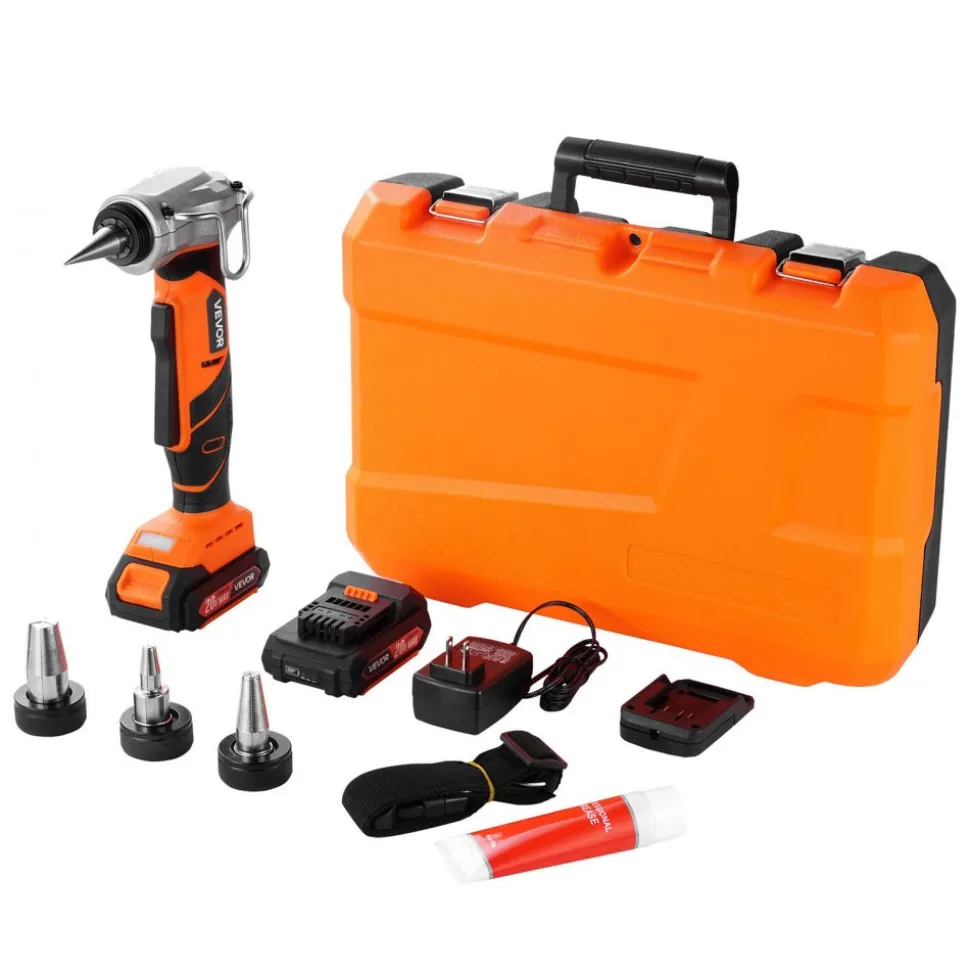 VEVOR Cordless Tube Expander, 20V Max Electric Tubing Expansion Tool for 1/2", 3/4", 1" PEX-A Pipes, 22000RPM Pipe Expander with 3 Expanding Head, 2pcs 2AH Battery, Fast Charger & Carrying Case