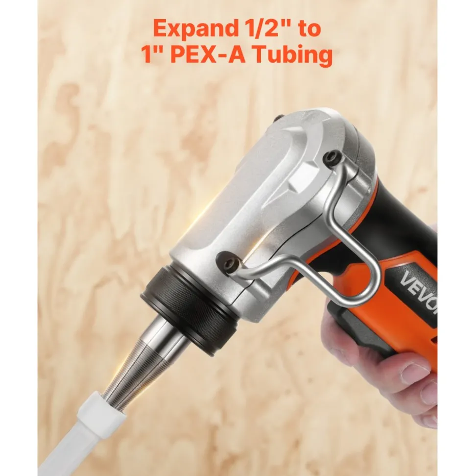 VEVOR Cordless Tube Expander, 20V Max Electric Tubing Expansion Tool for 1/2", 3/4", 1" PEX-A Pipes, 22000RPM Pipe Expander with 3 Expanding Head, 2pcs 2AH Battery, Fast Charger & Carrying Case