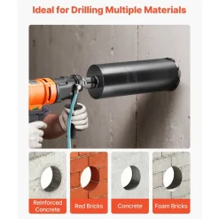 VEVOR Core Drill Bit, 5 inch Diameter, 14 inch Drilling Depth, 1-1/4 in-7 Internal Thread, High-Precision Welding Technology, Wet Diamond Core Bit for Reinforced Concrete, Red Bricks, and Masonry
