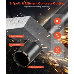 VEVOR Core Drill Bit, 3-1/2 inch Diameter, 14 inch Drilling Depth, 1-1/4 in-7 Internal Thread, High-Precision Welding Technology, Wet Diamond Core Bit for Reinforced Concrete, Bricks, and Masonry