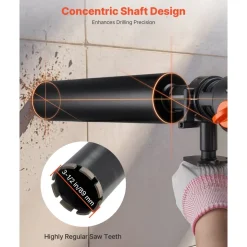 VEVOR Core Drill Bit, 3-1/2 inch Diameter, 14 inch Drilling Depth, 1-1/4 in-7 Internal Thread, High-Precision Welding Technology, Wet Diamond Core Bit for Reinforced Concrete, Bricks, and Masonry