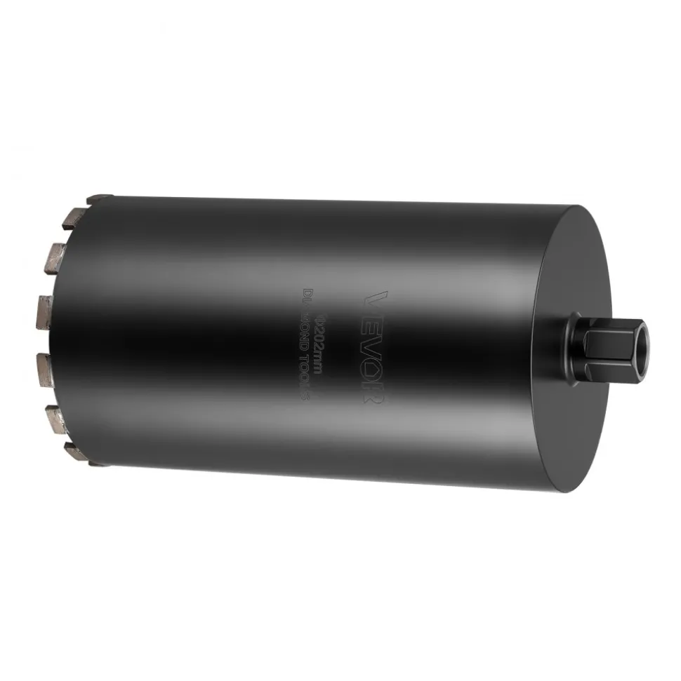 VEVOR Core Drill Bit, 8 inch Diameter, 14 inch Drilling Depth, 1-1/4 in-7 Internal Thread, High-Precision Welding Technology, Wet Diamond Core Bit for Reinforced Concrete, Red Bricks, and Masonry