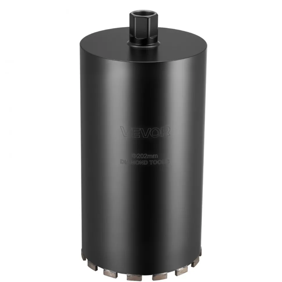 VEVOR Core Drill Bit, 8 inch Diameter, 14 inch Drilling Depth, 1-1/4 in-7 Internal Thread, High-Precision Welding Technology, Wet Diamond Core Bit for Reinforced Concrete, Red Bricks, and Masonry