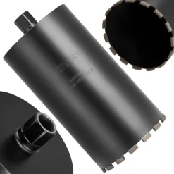 VEVOR Core Drill Bit, 8 inch Diameter, 14 inch Drilling Depth, 1-1/4 in-7 Internal Thread, High-Precision Welding Technology, Wet Diamond Core Bit for Reinforced Concrete, Red Bricks, and Masonry