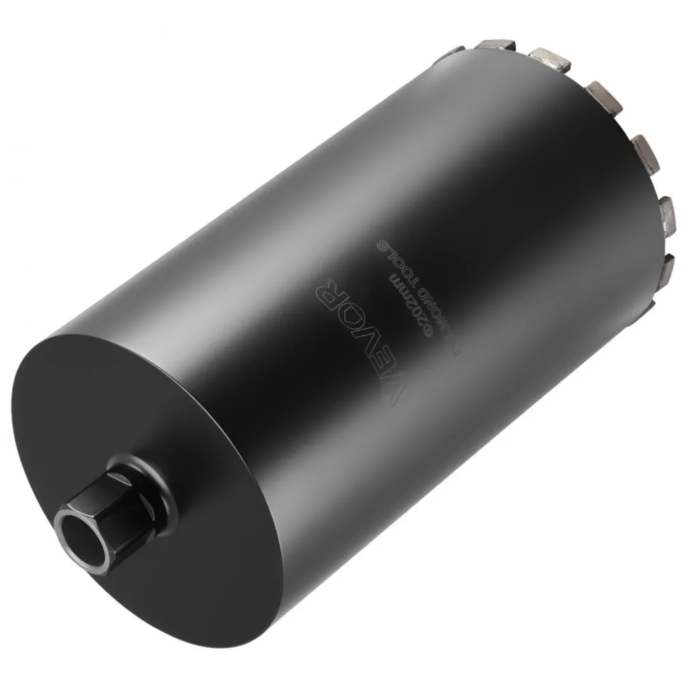 VEVOR Core Drill Bit, 8 inch Diameter, 14 inch Drilling Depth, 1-1/4 in-7 Internal Thread, High-Precision Welding Technology, Wet Diamond Core Bit for Reinforced Concrete, Red Bricks, and Masonry