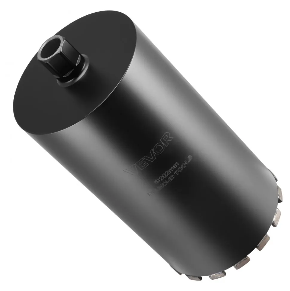 VEVOR Core Drill Bit, 8 inch Diameter, 14 inch Drilling Depth, 1-1/4 in-7 Internal Thread, High-Precision Welding Technology, Wet Diamond Core Bit for Reinforced Concrete, Red Bricks, and Masonry