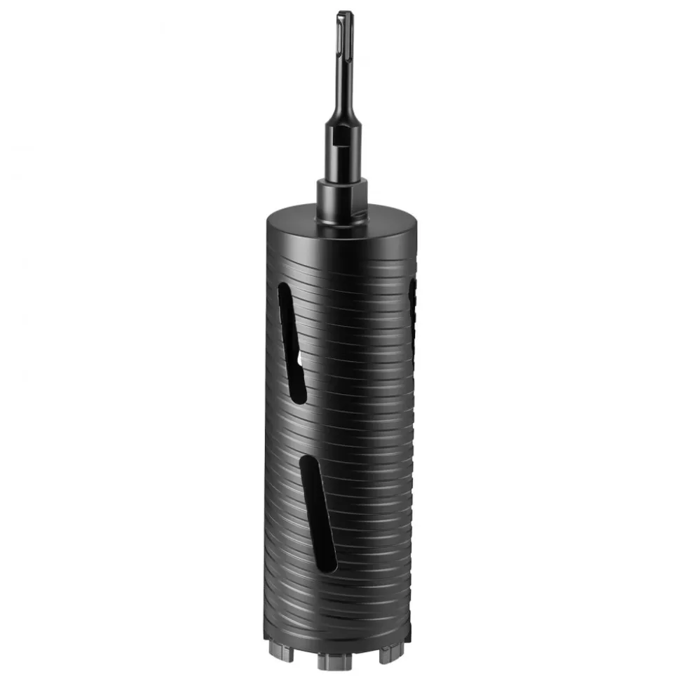 VEVOR Core Drill Bit, 3-1/2 inch Diameter, 9-1/2 inch Drilling Depth, 5/8-11 Internal Thread, Diamond Dry Coring Bit with 3 Adapters, Pilot Drill and Hex Wrench, for Concrete, Red Bricks, and Masonry