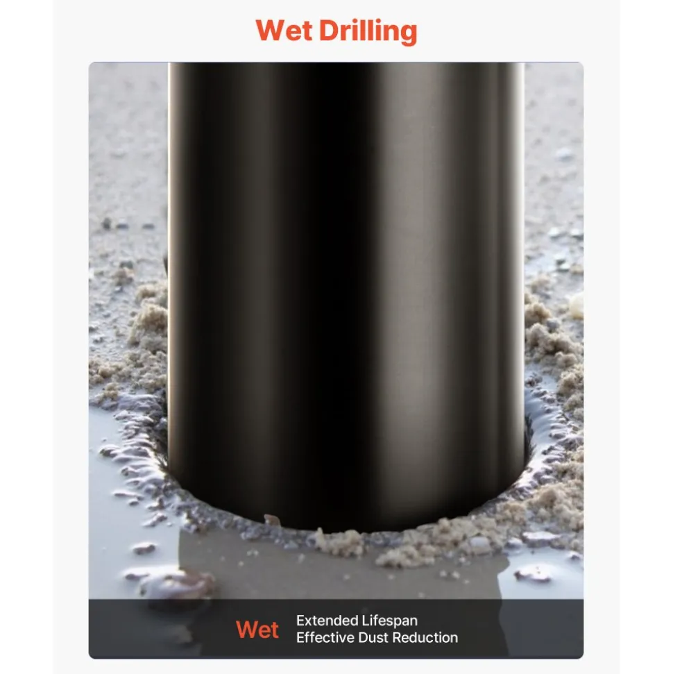 VEVOR Core Drill Bit, 4-1/2 inch Diameter, 14 inch Drilling Depth, 1-1/4 in-7 Internal Thread, High-Precision Welding Technology, Wet Diamond Core Bit for Reinforced Concrete, Bricks, and Masonry