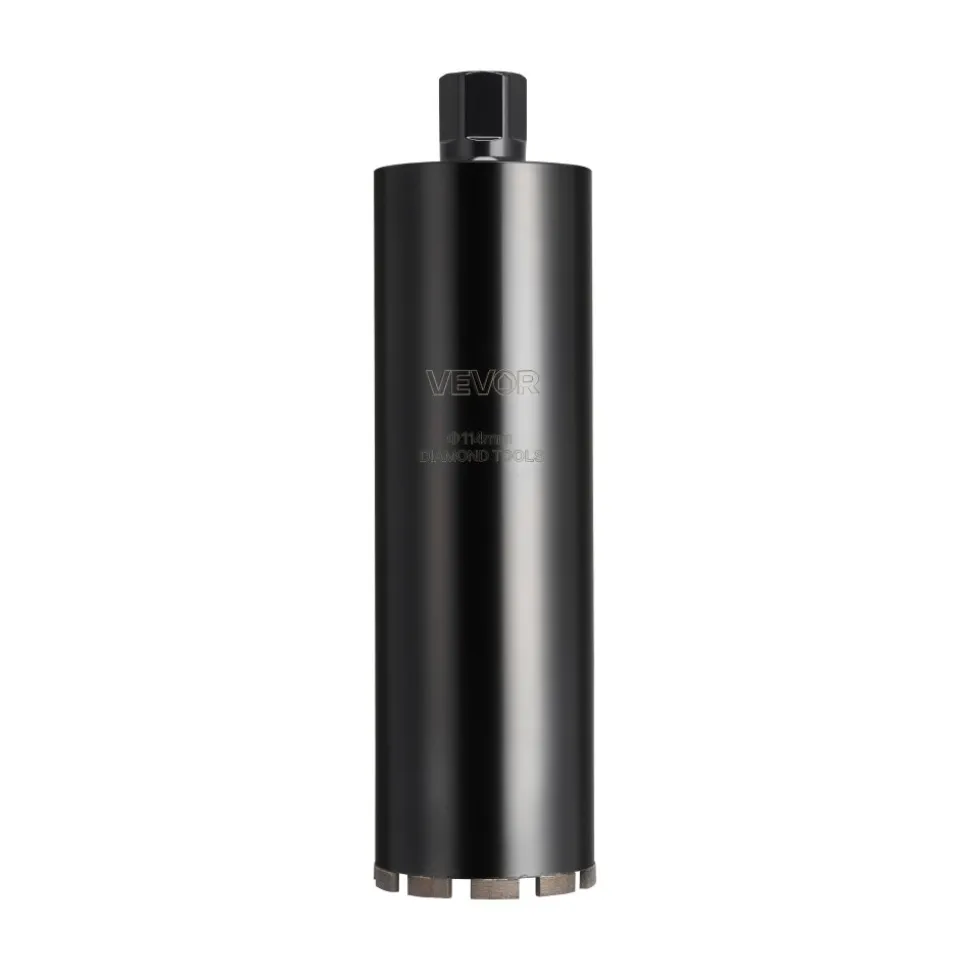 VEVOR Core Drill Bit, 4-1/2 inch Diameter, 14 inch Drilling Depth, 1-1/4 in-7 Internal Thread, High-Precision Welding Technology, Wet Diamond Core Bit for Reinforced Concrete, Bricks, and Masonry