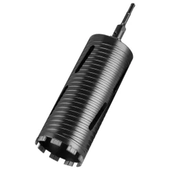VEVOR Core Drill Bit, 4 inch Diameter, 9-1/2 inch Drilling Depth, 5/8-11 Internal Thread, Diamond Dry Coring Bit with 3 Adapters, Pilot Drill and Hex Wrench, for Concrete, Red Bricks, and Masonry