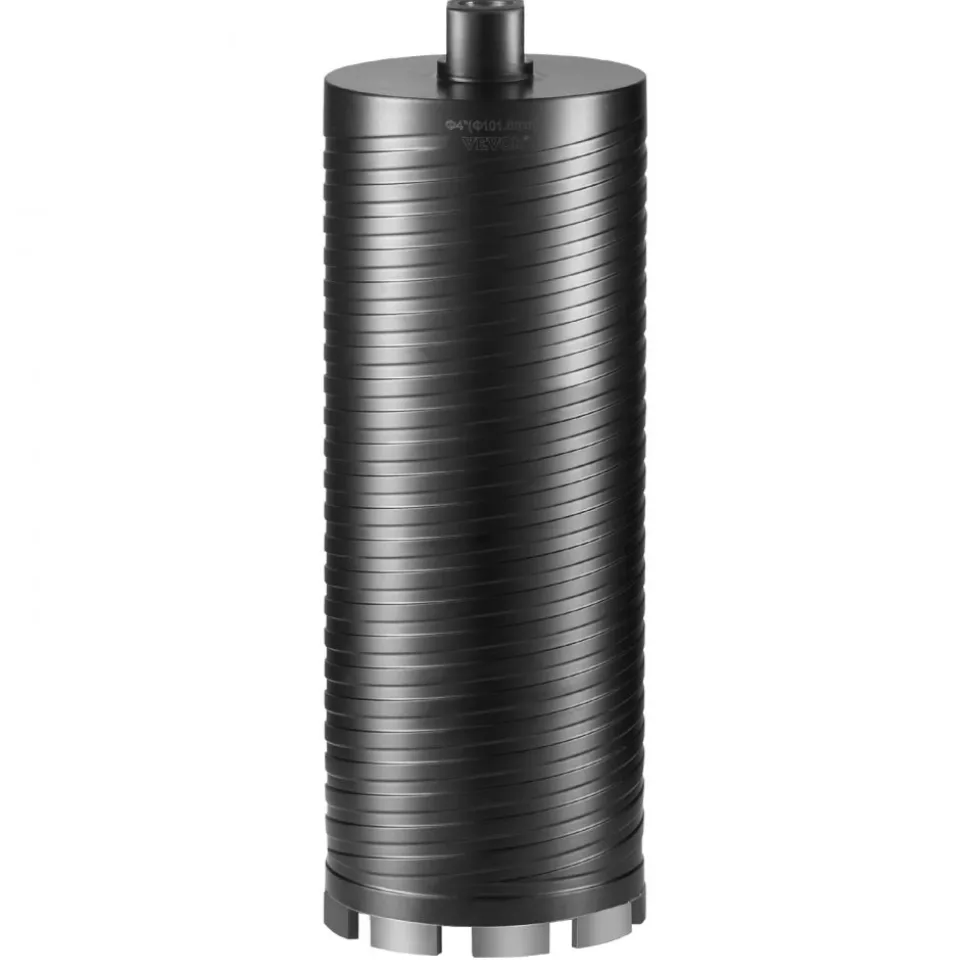 VEVOR Core Drill Bit, 4" Wet/Dry Diamond Core Drill Bits for Brick and Block, Concrete Core Drill Bit with Pilot Bit Adapter and Saw Blade, 9.5" Drilling Depth, 5/8"-11 Inner Thread, Laser Welding