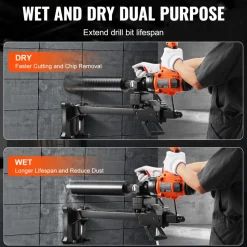 VEVOR Core Drill Machine, 0.8-6.3in Drilling Diameter Handheld Diamond Core Drill Rig with Stand and Core Drill Bit, 2000W Rugged Concrete Core Drill, Wet and Dry Use, For Concrete, Brick, Marble