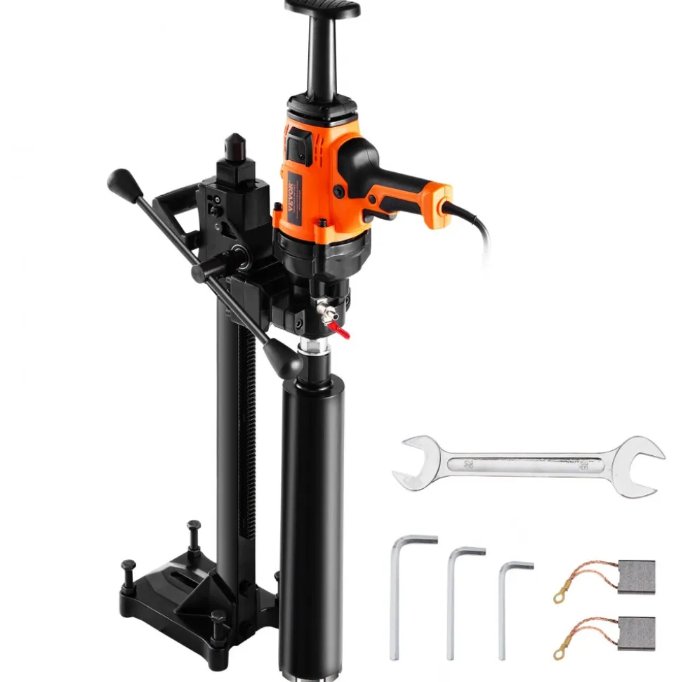 VEVOR Core Drill Machine, 0.8-6.3in Drilling Diameter Handheld Diamond Core Drill Rig with Stand and Core Drill Bit, 2000W Rugged Concrete Core Drill, Wet and Dry Use, For Concrete, Brick, Marble