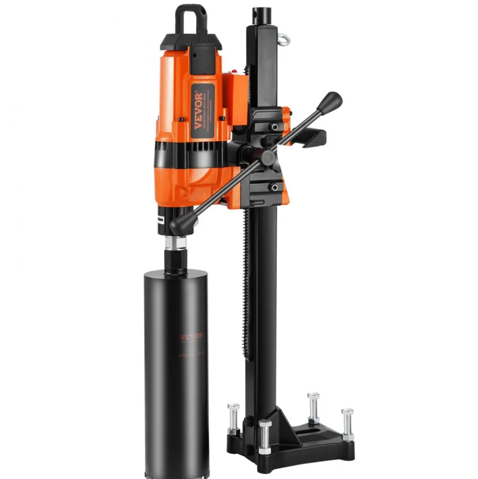 VEVOR Core Drill Machine, 0.8-11.8in Drilling Diameter Diamond Core Drill Rig with Stand and Core Drill Bit, 3500W Rugged Concrete Core Drill, Wet and Dry Use, For Concrete, Brick, Marble
