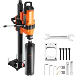 VEVOR Core Drill Machine, 0.8-11.8in Drilling Diameter Diamond Core Drill Rig with Stand and Core Drill Bit, 3500W Rugged Concrete Core Drill, Wet and Dry Use, For Concrete, Brick, Marble