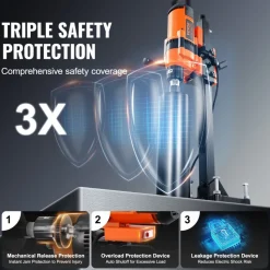 VEVOR Core Drill Machine, 0.8-11.8in Drilling Diameter Diamond Core Drill Rig with Stand and Core Drill Bit, 3500W Rugged Concrete Core Drill, Wet and Dry Use, For Concrete, Brick, Marble
