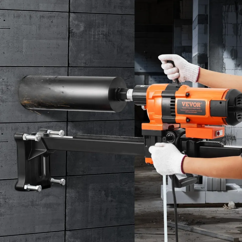 VEVOR Core Drill Machine, 0.8-11.8in Drilling Diameter Diamond Core Drill Rig with Stand and Core Drill Bit, 3500W Rugged Concrete Core Drill, Wet and Dry Use, For Concrete, Brick, Marble