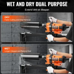 VEVOR Core Drill Machine, 0.8-11.8in Drilling Diameter Diamond Core Drill Rig with Stand and Core Drill Bit, 3500W Rugged Concrete Core Drill, Wet and Dry Use, For Concrete, Brick, Marble