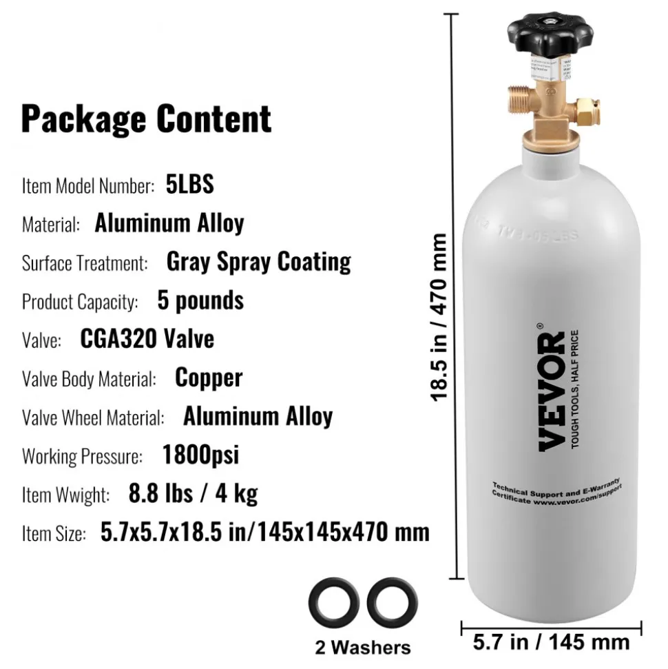 VEVOR CO2 Regulator Gauge with 0-60PSI, Heavy Duty CO2 Gauge Gas System, Draft Beer Regulator with Adjustable Pressure Regulator, Check Valve for Draft Beer Homebrew (5 LBS CO2 Tank)