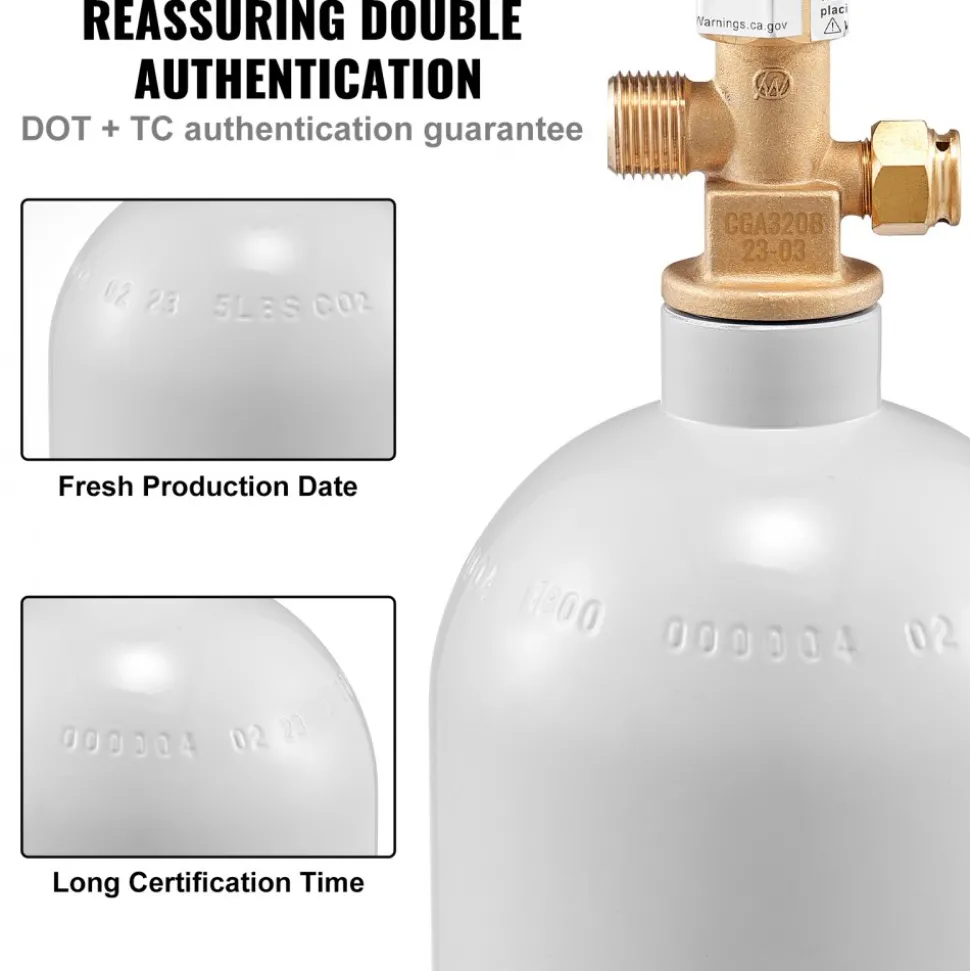VEVOR CO2 Regulator Gauge with 0-60PSI, Heavy Duty CO2 Gauge Gas System, Draft Beer Regulator with Adjustable Pressure Regulator, Check Valve for Draft Beer Homebrew (5 LBS CO2 Tank)