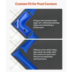 VEVOR Corner Pool Water Tubes, 4 Pack 22.4 x 22.2 in, Corner Winter Water Bags with Leakproof Screw Cap, 0.4mm Heavy Duty PVC, Cold-Resistant Weights for Inground Swimming Pool Covers