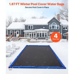 VEVOR Corner Pool Water Tubes, 4 Pack 22.4 x 22.2 in, Corner Winter Water Bags with Leakproof Screw Cap, 0.4mm Heavy Duty PVC, Cold-Resistant Weights for Inground Swimming Pool Covers