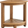 VEVOR Corner Shower Bench, 16.5" Height 12.8" Radius, Faux Wood Grain Polystyrene, 350 LBS with Storage Shelf, Water Resistant, Shower Stool for Inside & Outside Shower, for Bathroom, Living Room