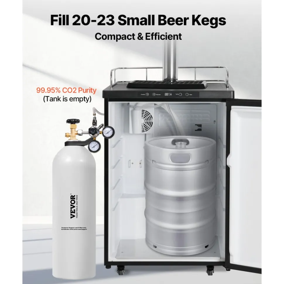VEVOR CO2 Tank, 20 lbs New Aluminum Alloy Cylinder, CO2 Air Tank with Light Spray Coating, CGA320 Valve, Handle & Purple Copper Siphon, DOT Approved Cylinder for Draft Beer Dispensing and Soda Maker