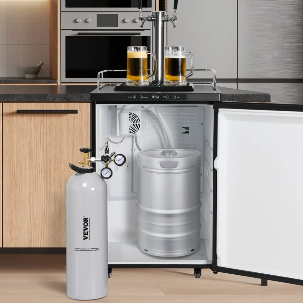 VEVOR CO2 Tank, 20 lbs New Aluminum Alloy Cylinder, CO2 Air Tank with Light Spray Coating, CGA320 Valve, Handle & Purple Copper Siphon, DOT Approved Cylinder for Draft Beer Dispensing and Soda Maker